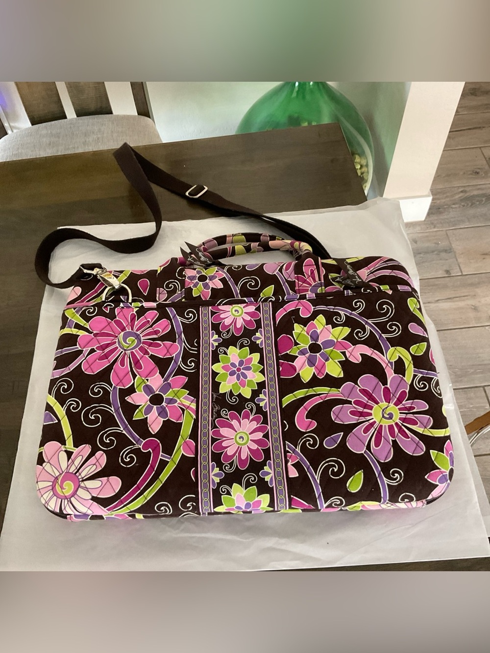 Vera Bradley Purple Punch Laptop Hard Sided Bag With Shoulder Strap 17inch